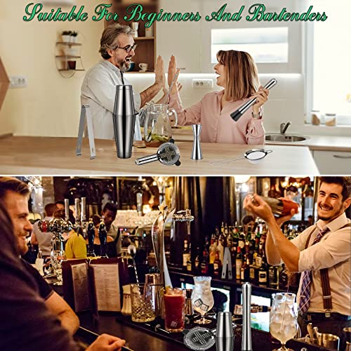 Cocktail Shaker - Koviti 12 Piece Bartender Kit - Stainless Steel Cocktail Shaker Set, Premium Bar Tools : Martini Shaker, Muddler, Jigger, Mixing Spoon, Strainers, Ice Tong, Liquor Pourers #TOP5