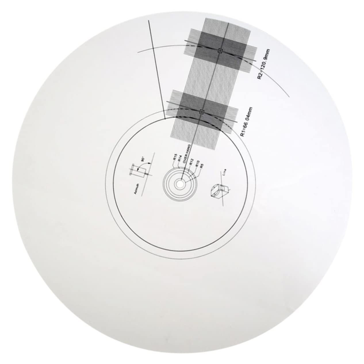 Piastra Calibrazione Puntina 3mm in Acrilico per Giradischi | Regolazione Angolo, Rilevazione Velocità, Accessorio Bianco per Teste Vinile, Regalo Housewarming