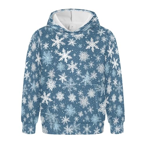 Kids Hoodies Sweaters Christmas Xmas Snowflake Hooded Sweatshirts with Big Pockets for Boys Girls B0400403