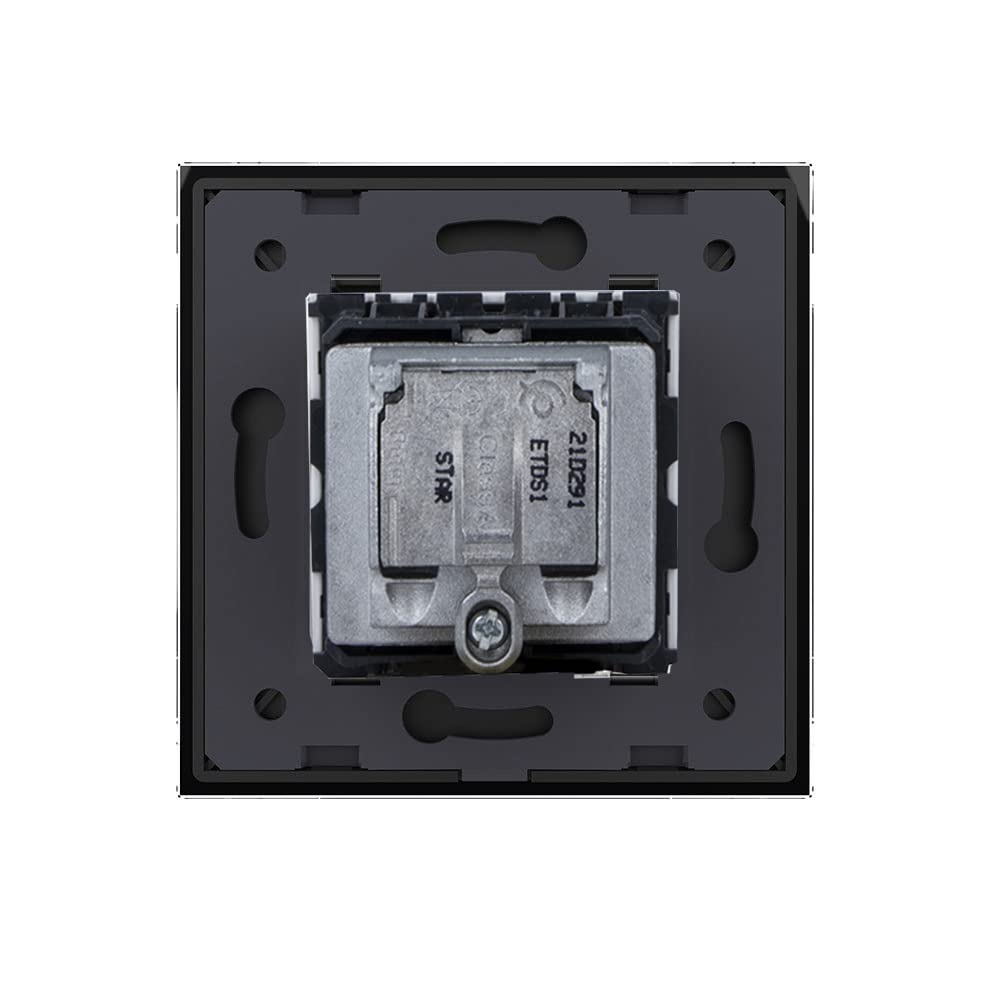 Livolo 3-faches SAT TV FM mit Glasblende in schwarz LG-079186L+SR-12-A UP Satellitendose Anschluss Dose TVDose Fernseher Radio Einbaudose Einbausteckdose für Unterputz