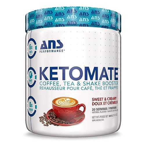 ANS Performance Ketomate Coffee Creamer With MCT Oil Powder, Delicious, Sugar Free Creamer For Coffee, Tea & Shakes, Perfect Keto Energy Powder, Milk Substitute, 20 Servings, Sweet and Creamy - 300 g / 10.6 oz