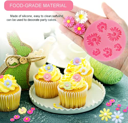 4Pcs Large Daisy Flower Silicone Molds Chrysanthemum Silicone Molds Small Flower Shapes Fondant Cake Chocolate Molds Polymer Clay Resin Mold For Cake Decoration Candy Ice Cube Wax Making Diy Craft #TOP3