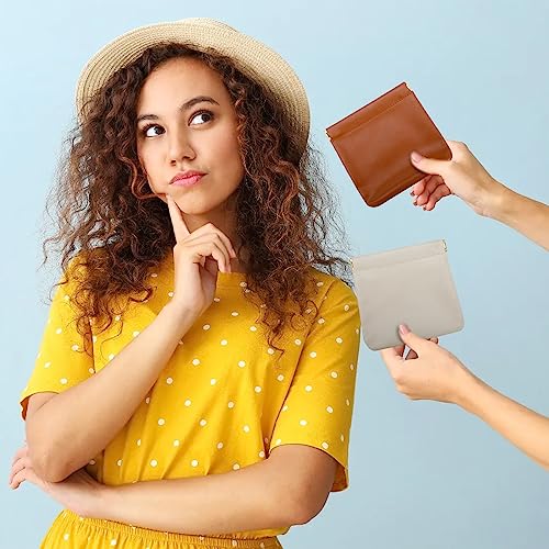 10 Pcs Small Pocket Makeup Bag Portable Mini Pouch No Zipper Self-closing Waterproof Pocket Pu Leather Cosmetic Bag for Jewelry Lipsticks Daily Saving Women & Girl Gift (4.4 * 4.5inches) 6