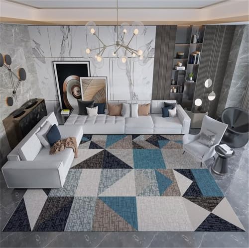 Moquette intérieure salon et tapis bleu géométrique 200x200 - 2