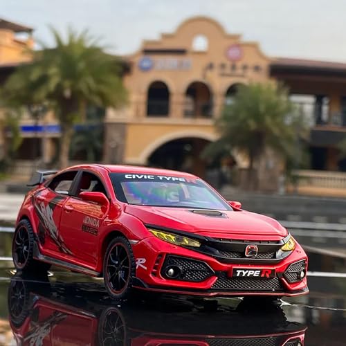 Image of DARVICE 132 Civic Type R Toy Car Diecast Metal Model Toy Car for Kids with Openable Door Light Sound Pullback