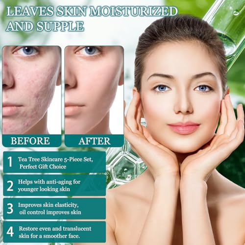 Arbre à Thé Ensemble de Soins de la Peau, Anti Imperfection, Kit Skincare Routine, avec Crème Nettoyante, Toner, Sérum, Gel, Coffret Cadeau de Soins de la Peau pour Adolescentes et Femmes – Image 4