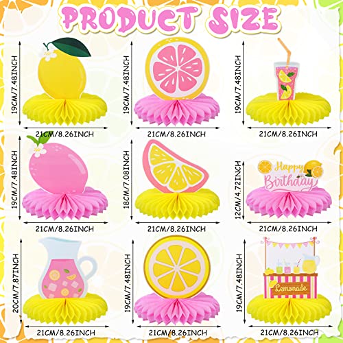 Image of 9 Pcs Pink Lemonade Party Honeycomb Centerpieces Lemon Honeycomb Centerpieces Colorful Lemonade Table Toppers Lemon Birthday Decorations Lemon Decor for Girls Baby Shower Summer Birthday Supplies