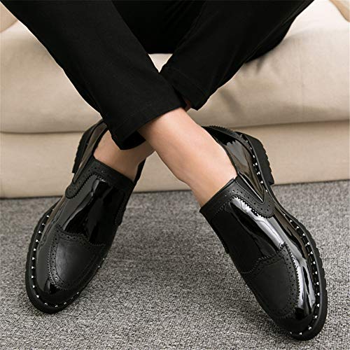 Men's Business Oxford Casual Personality Stylish Stitching Thick Patent Leather Brogue Shoes4