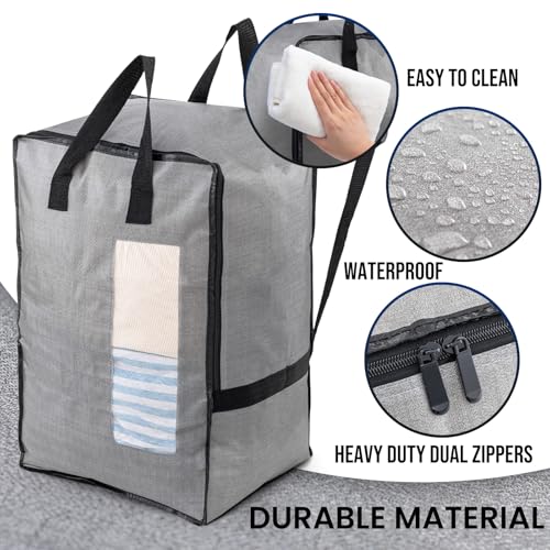 Image of TAILI 4 Pack Gray Moving Bags W /Adjustable Backpack Straps,Moving Supplies