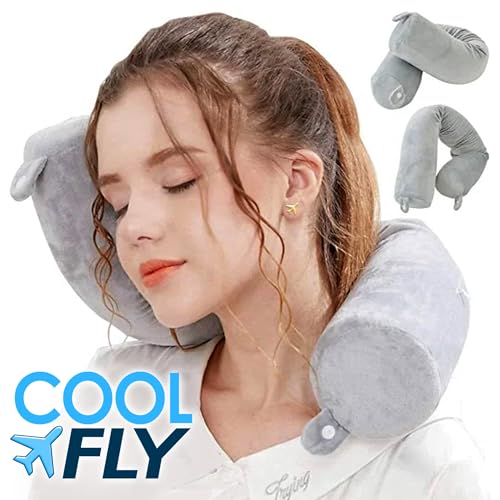 Almohada de viaje de espuma viscoelástica gris claro miniatura 3