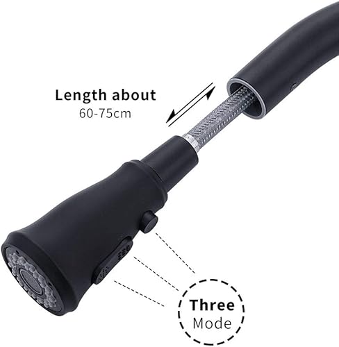 Miniatura 4 de Grifos de cocina con sensor, grifo mezclador inductivo sensible con rociador extraíble, grifos de fregadero de cocina de una sola manija, negro