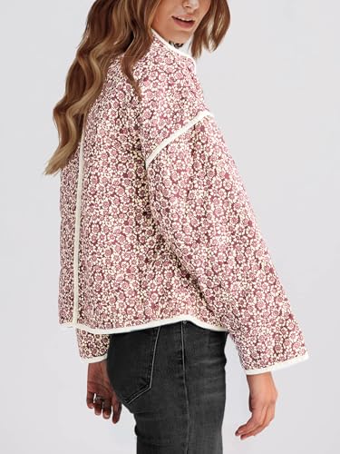 Chic Red Floral Quilted Jacket by Tankaneo – Your New Go-To Layer for Cozy Days! - Image 5