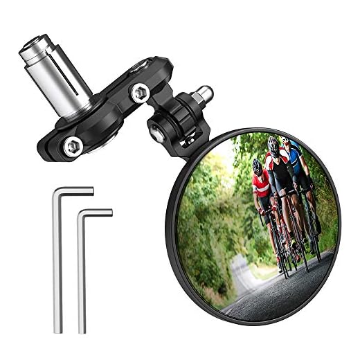 PACEARTH Bar End Bike Mirror 1 Pack Blast-Resistant Aluminum 360˚Rotatable Bicycle Rearview Mirror