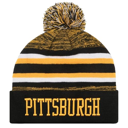 Pittsburgh Beanie Hat Football Knit Hats Winter Cuffed Stylish Beanie Cap Sport Fans Fashion Toque Cap Black