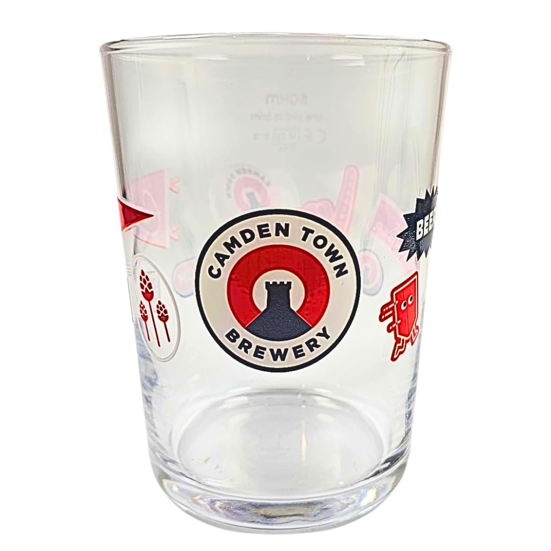 Camden Town Stubby Pint Glass X1 Original Lager Pint Glass 67 cl Lager Beer Man Cave Roxley