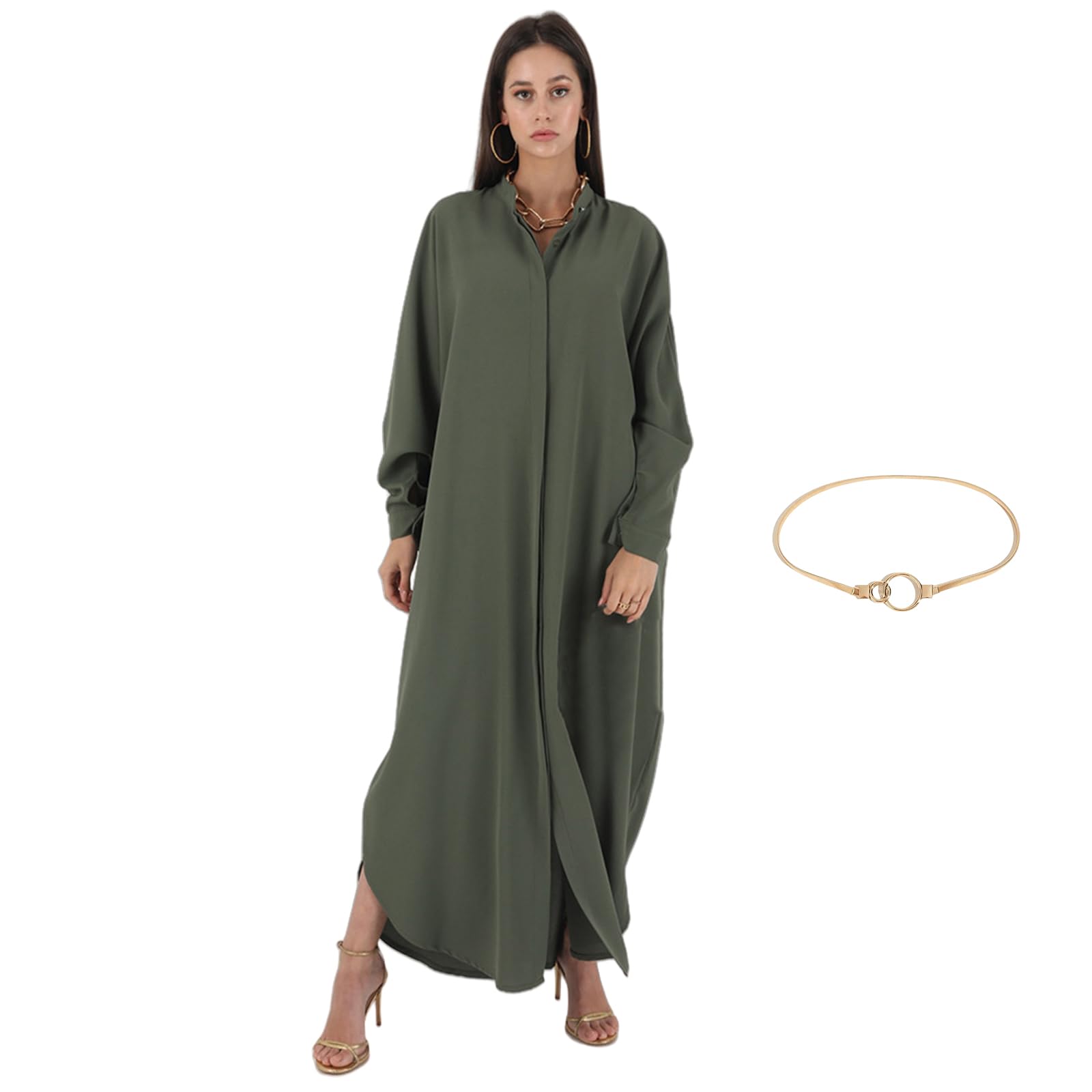Muslimische Abaya Damen,Einheitsgröße XL(passend für EU 42–58),Gebetskleidung für Muslim Frauen,Vollverkleidung mit Verstellbarer Taille,Locker Bequem Weich,für Ramadan Eid Alltag Hochzeit