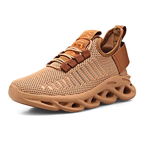 Basket Enfant Garçon Chaussure de Sports Shoes Running Chaussure de Course Tennis Chaussure Garçon Fitness Sneakers Competition Entrainement Marron EU39 Cover