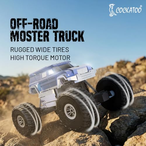 Image of Cockatoo-Kids Trailblazer 2WD Rechargeable Remote Control Car with App & Remote, Off-Road Monster Truck Toy for Boys Girls, Nitro Boost, Shock Absorber, Bluetooth Speaker, Fast USB Charging, Blue