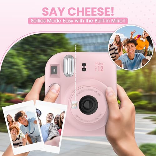Image of Fujifilm Instax Mini 12 Instant Camera Blossom Pink + Minimate Custom Designed Case + Fuji Instax Film 10 Sheets & Photo Album