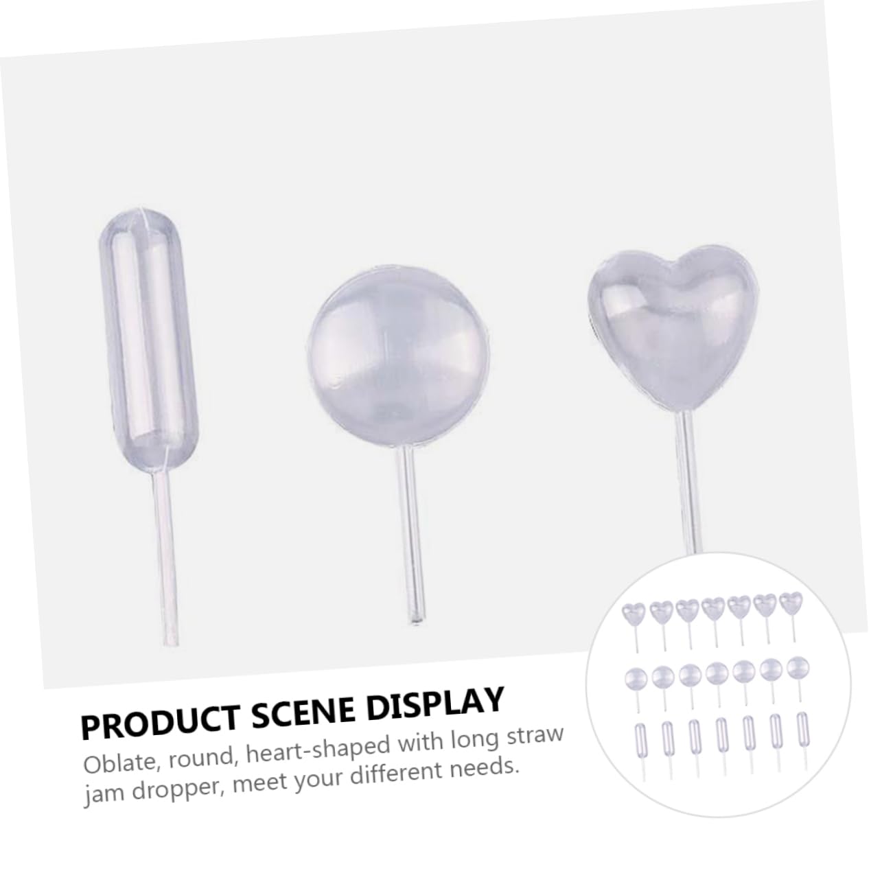 Cabilock 150pcs Heart Shape Round Rectangular Plastic Cake Jam Injection Dropper Liquid Pipettes for Baking DIY
