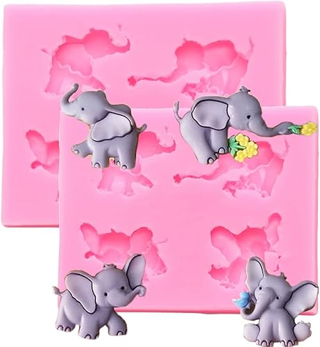 2 moldes de silicona para decoración de pastel de chocolate, hecho a mano, con forma de flor de elefante, para postres, pastas de goma de cristal,