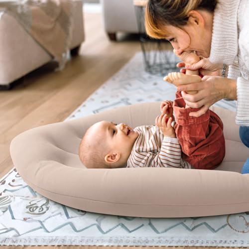 Image of Baby Lounger for Newborn: Skin-Friendly & Breathable | for 0-12 Months Infant Tummy Time Playtime & Diaper Changes - Portable & Lightweight Cushion for New Parents (Sand)