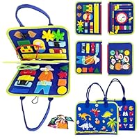 Busy Board Montessori Toy for 1 2 3 4 Year Old, Educational Busy Book Learning Activity Sensory Board, Fine Motor Skills Toys Developing Sensory Toy for Kids Gifts Travel Toys for Airplane Car