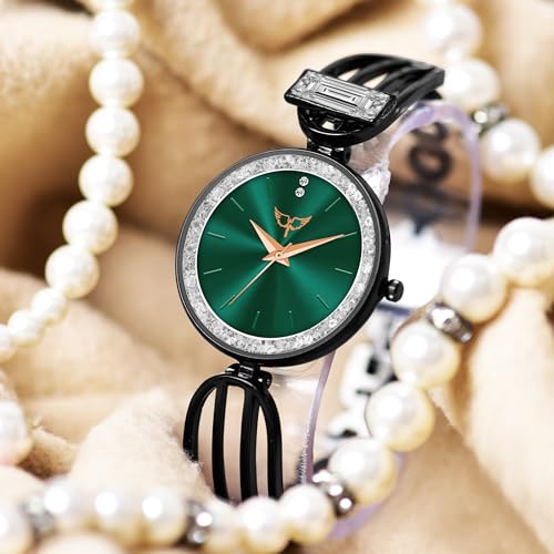 Image of WHITE BIRD Premium Girl Wrist Watch Rose Gold Plated Analog Watch Diamond Studded Dial Stylish Bracelet Strap Stainless Steel Band Perfect for Women