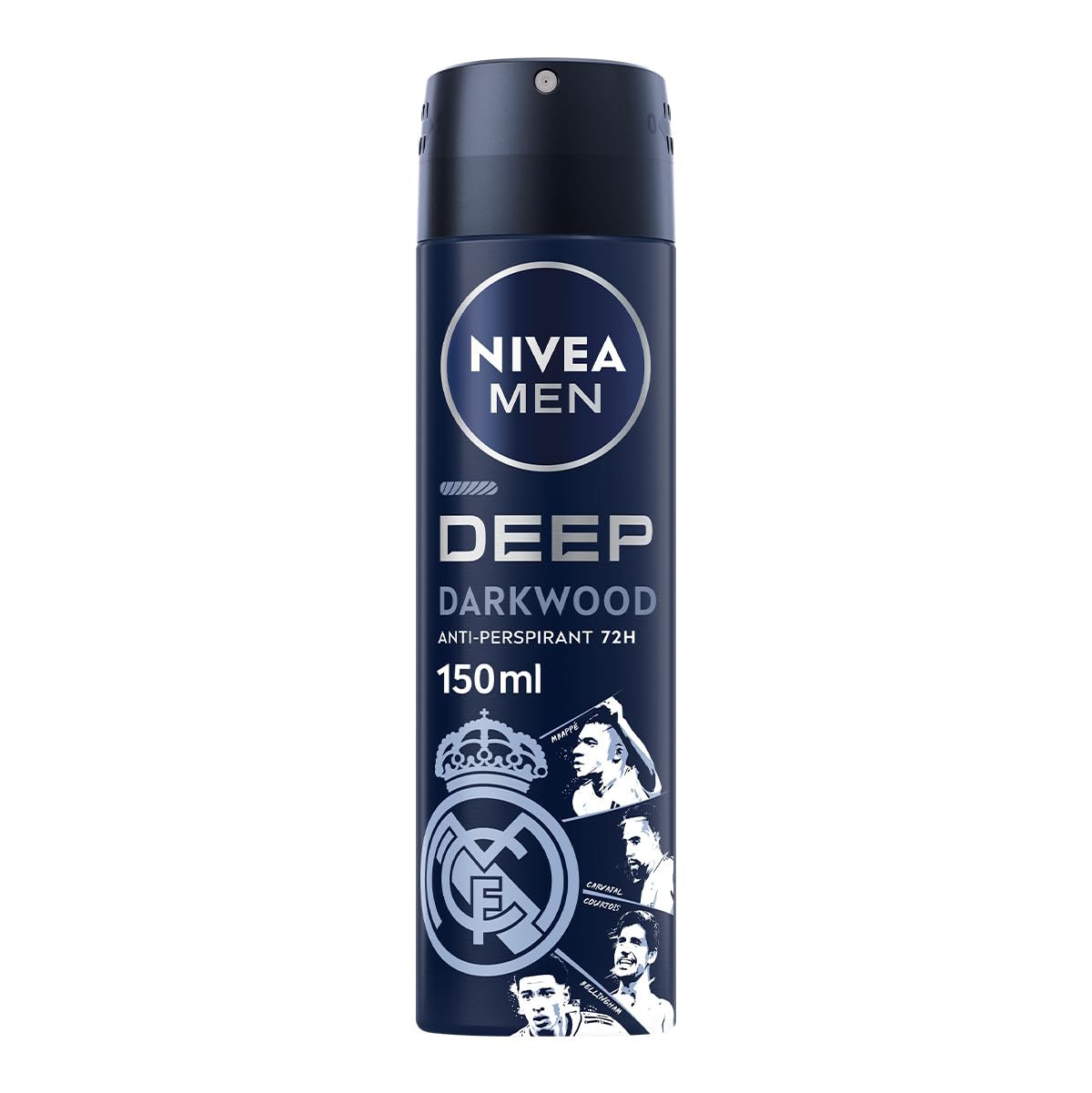 NIVEA MEN Deep Body Spray Deodorant 150ml – Up to 48h Sweat & Odour Protection with Black Carbon Deep-Clean Feel, Masculine Woody Scent, Fast-Drying Aerosol for a Clean, Confident Feel