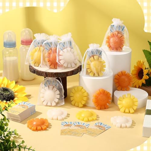 leelosp 30 sets here comes the son baby shower favors sunshine soaps sun handmade scented soap with thank you cards and organza bags for guests baby shower party game prize supplies return gifts