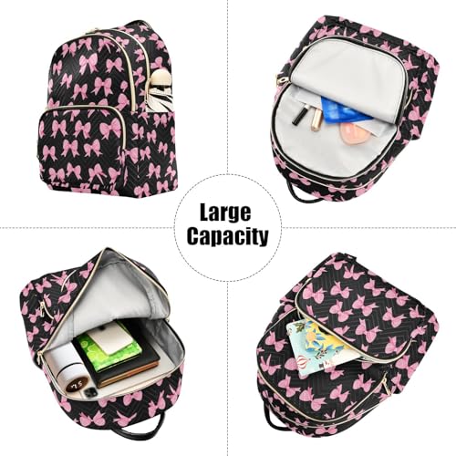 Image of ALAZA Funny Bow Black Women Backpack Purse Ladies Fashion Shoulder Bag Daypack Travel Bag 7.5L