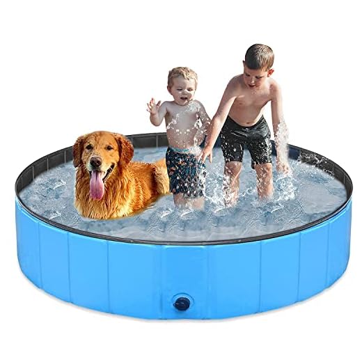 Taeku Piscina para Perros Grandes Plegable Piscina Mascotas Gatos PVC Antideslizante y Resistente Bañera para Perros Interior Exterior (Azul 120 * 30)