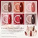 AZUREBEAUTY Dip Powder, Brown Red Glitter 6 Colors Dipping Powder Starter Kit French Nail Art Manicure DIY Salon for Women, No Need Nail Lamp Cured
