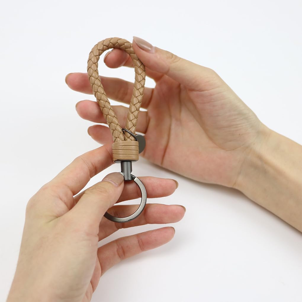 Llavero de cuerda tejida trenzada, bonito y resistente al desgaste, colgante duradero, llavero de coche, soporte de metal para verde, 3,3 x 9 cm