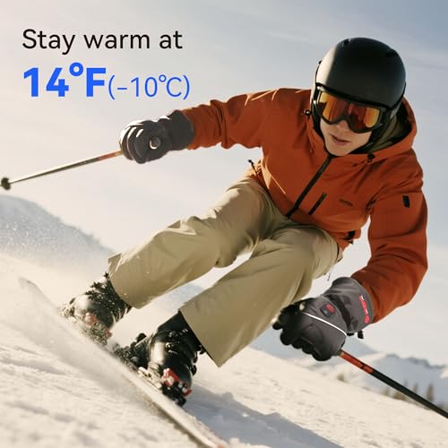 Image of SAVIOR HEAT Heated Gloves for Men Women, Rechargeable Electric Heated Leather Skiing and Snowboarding Gloves