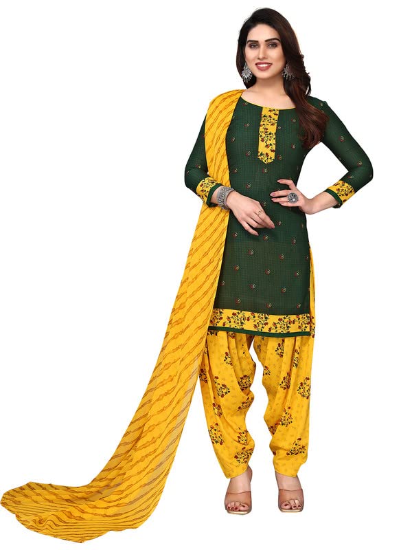 Readymade Indian Punjabi Style Crepe Patiala Salwar Suit with Dupatta for Women