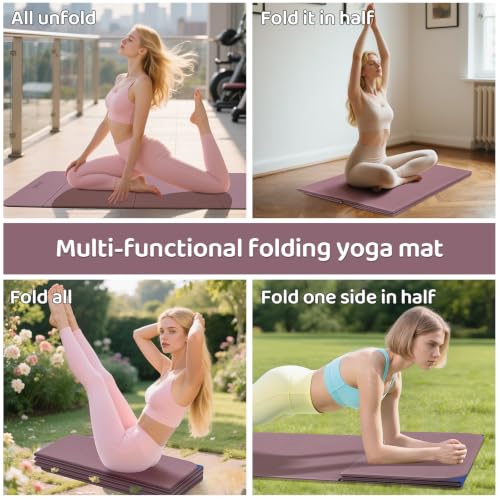 Image of Foldable Yoga Mat (12mm) Exercise Mats for Home Workout,Comfortable and Durable,Thick-Portable Folding Mat,Non Slip,Pilates Mat Thick,Outdoor Use,Meditation,Travel,Camping(71 inchx24 inch x0.47 inch)