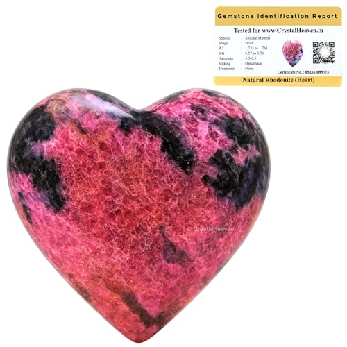Image of Crystal Heaven Rhodonite Crystal Heart Palm Pebbles Stones For Anxiety Stress Relief Massage - Aaa Grade Original Healing Gemstone Agate Heart Palm Stone For Yoga Meditation Spiritual
