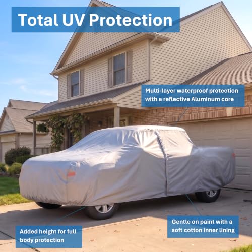 Image of EzyShade Multi-Layer Truck Cover Waterproof All Weather - See Vehicle Size-Chart - Full Outdoor Pickup Truck Covers for Ford F150 Colorado RAM - Sun UV Wind Rain Snow - Size T3 (See SizeChart)