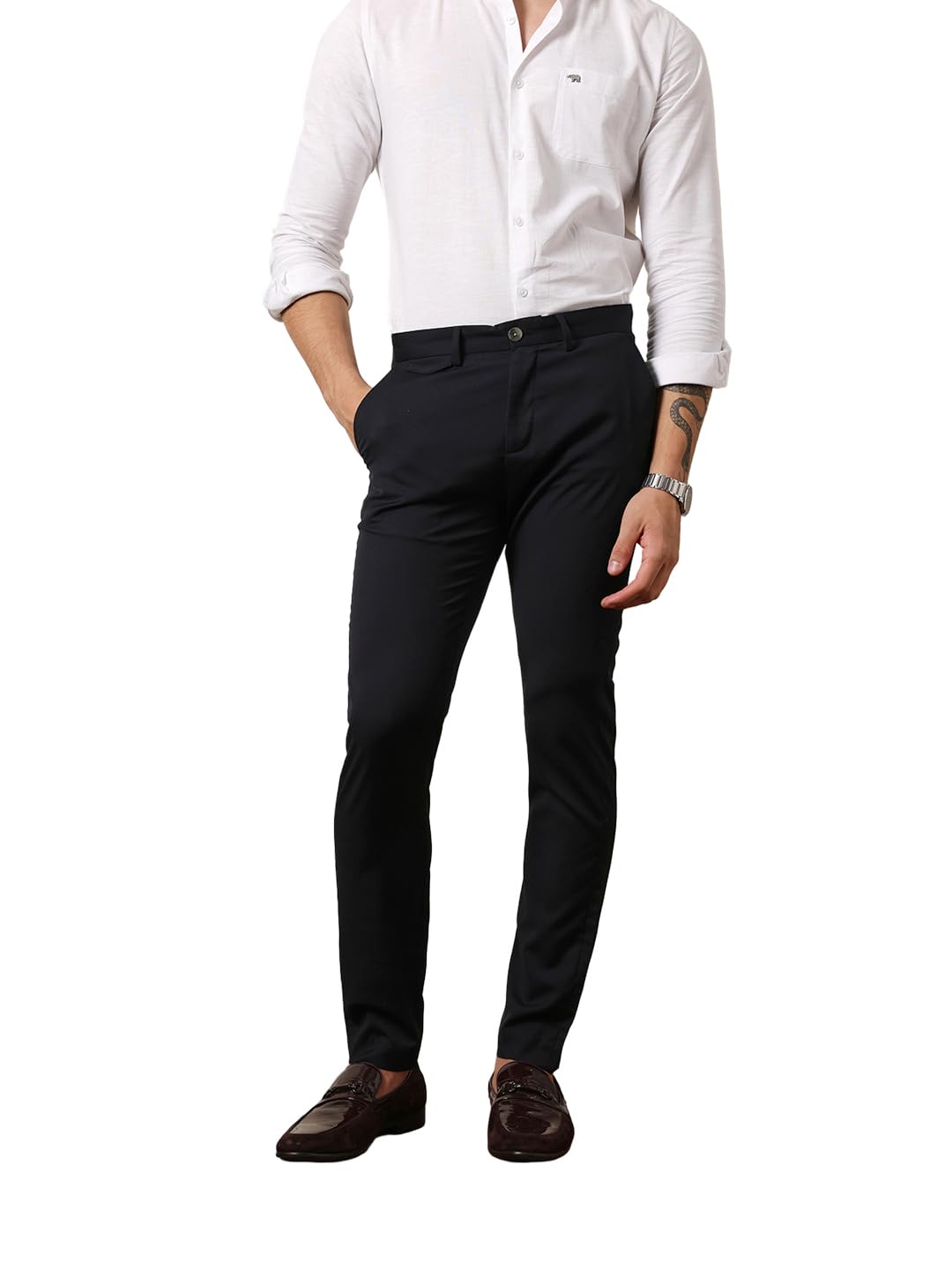 the bear house Men Solid Slim Fit Formal Trouser Blue-picture-31
