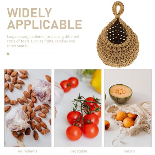 Cesta colgante estilo pastoral para cocina de cuerda de algodón 4