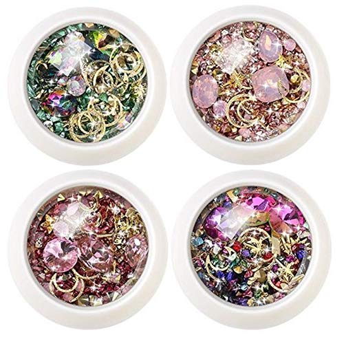 Nagelkunst Perlen Glitter 3d Nagel Dekoration 4 Boxen 3d Nagelkunst Strass Kristalle Mix Größe Strasssteine Nägel…