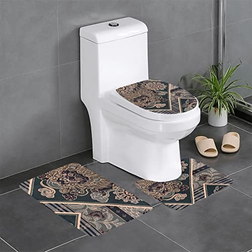 和柄 和風 花柄 3点セット トイレマット フタカバー 便座カバー 足元 U型 O型 拭ける 滑り止め 通用型 吸水 洗える 速乾 浴室マット アニメ グッズ キャラクター プレゼント 40x60cm