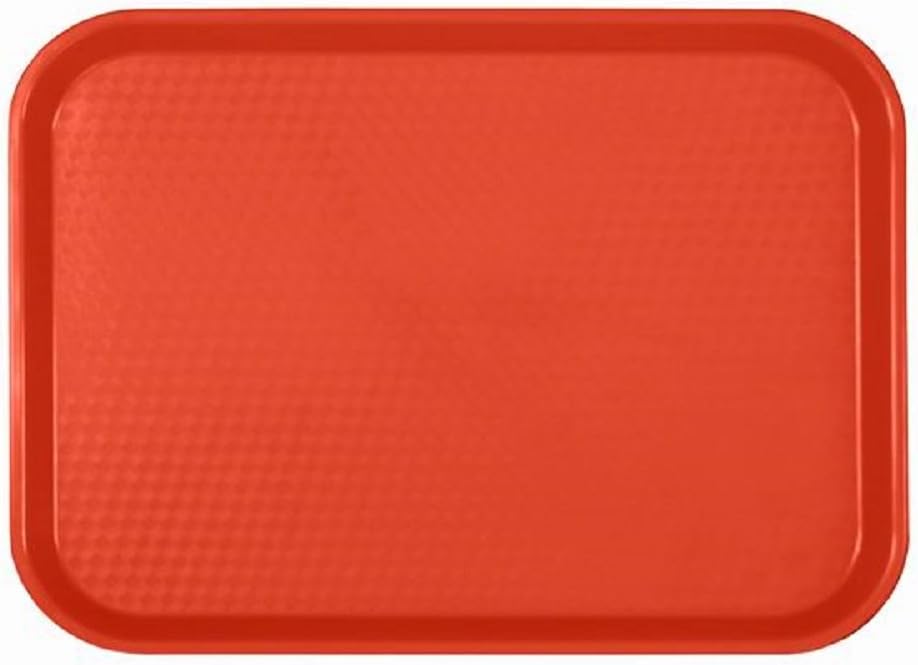 FAST FOOD SERVING TRAYS. SET OF 12 (DOZEN) PLASTIC | CAFETERIA | RESTAURANT (Red, 10 1/2" X 13 5/8)