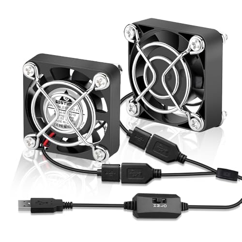 GDSTIME 40mm USB Lüfter 40 x 40 x 10mm Doppel Mini USB PC Ventilator 40mm 4010 mit 3 Einstellbare Geschwindigkeiten für Computer Laptop Router Schrank TV Box