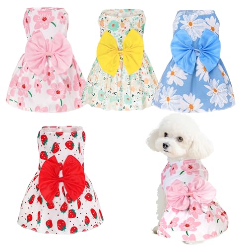 choyaxo 4pcs Cute Dog Dress Pet Dress Puppy Skirt Summer Pet Clothes for Puppy Small Cats