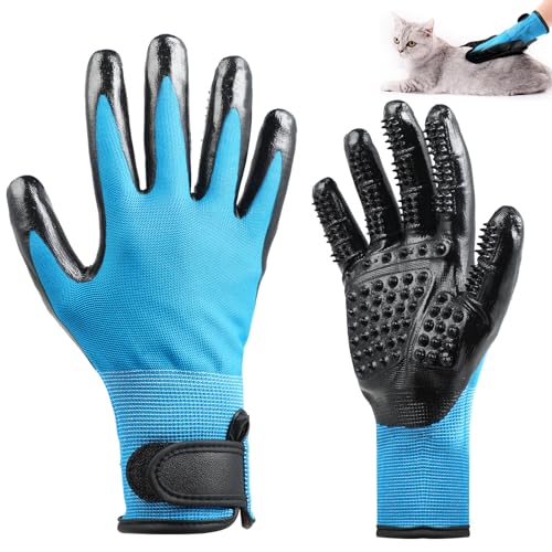 Guante Pelo Gato - Guante Quita Pelos Mascota - Guantes Lavar Perro - Cepillo Suave de Masaje con Diseño de Cinco Dedos - para Perros, Gatos, Conejos y Animales con Pelo Largo o Corto