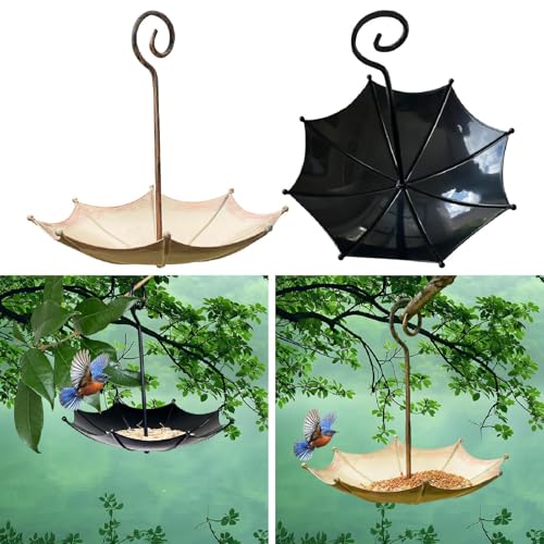 Image of Umbrella Shaped Bird Feeder Practical Multipurpose Decorative for Yard Patio Copper Color Home & Garden