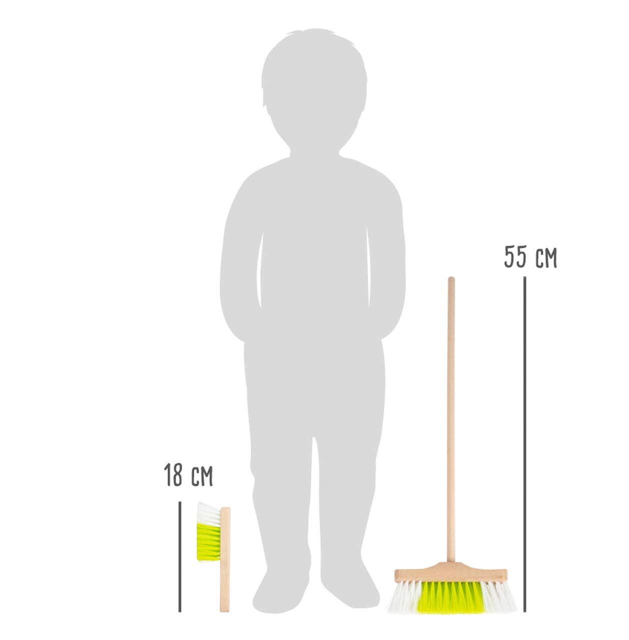 Small Foot 11767 Sweeping Set including Broom, green, made of wood and plastic, robust household toy, for ages 3+ years - Image 3