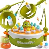 Giocattolo educativo 4 in 1: offre ai tuoi bambini un giocattolo 4 in 1 con diverse attività: pesca a dinosauri magnetici, gioco a coni, tic tac toe e dinosauri che saltano. Ogni gioco incoraggia l'apprendimento offrendo il massimo divertimento. Perfetto per risvegliare la creatività e l'immaginazione dei bambini dai 3 anni in su
